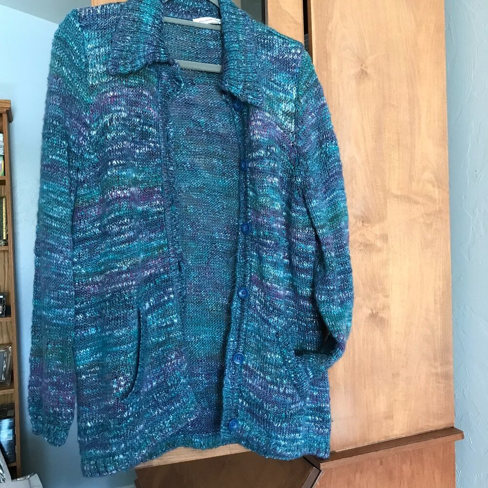 Allison Daley Button Up Multi-color Sweater with Pockets